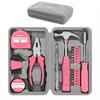 Gentle Care] Hi-Spec Pink Home Repair Tool Kit - Portable Hand Tool Set with Hammer, Vise, Wrenches,Organized Tool Storage