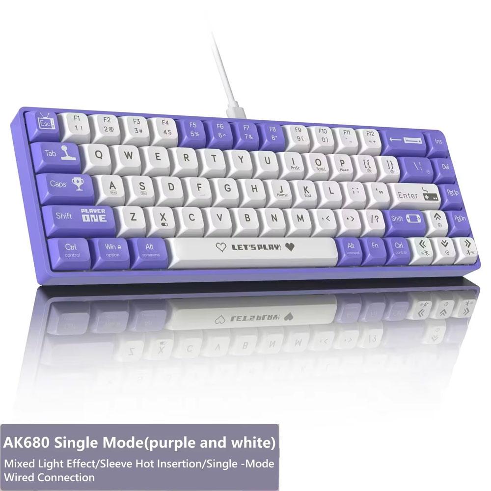 

AK680 Mechanical Gaming Keyboard Wired Hot Swap 68 Keys Ergonomic E-sports Office Type-C Laptop Accessories Keyboard for Office
