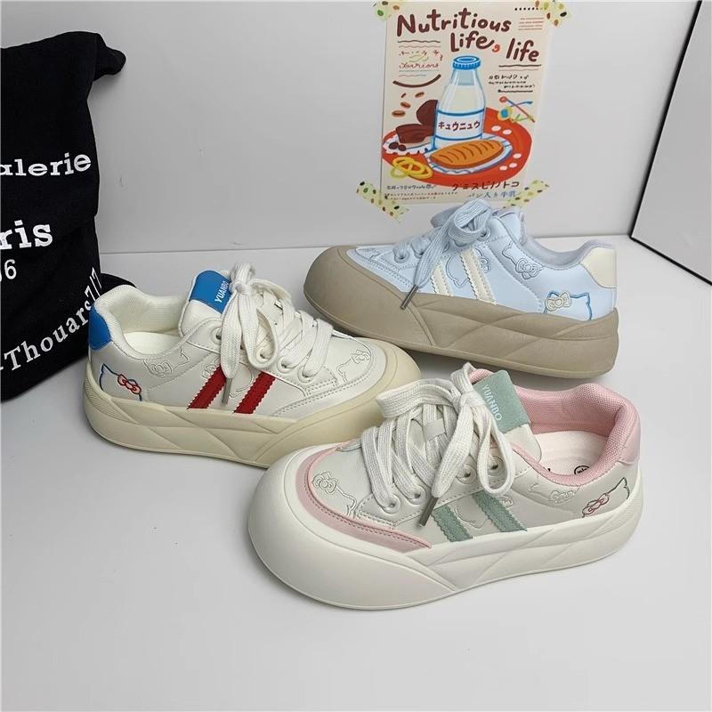 Hong Kong style versatile women's shoes 2025 new spring thick-soled heightened versatile casual sports board shoes lightweight breathable board shoes