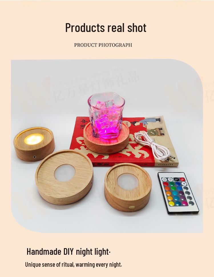 LED-Lit Solid Wood Base DIY Aromatherapy Diffuser with Stone Crystal Ornament