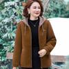 High-end middle-aged and elderly women's velvet thickened mink jacket winter new fashion mother casual hooded coat looks thin