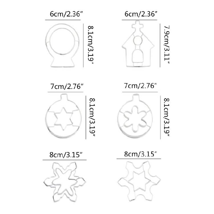 Zestaw 6 Foremek do ciastek o tematyce świątecznej Ze stali nierdzewnej Wykrawarki do fondantów