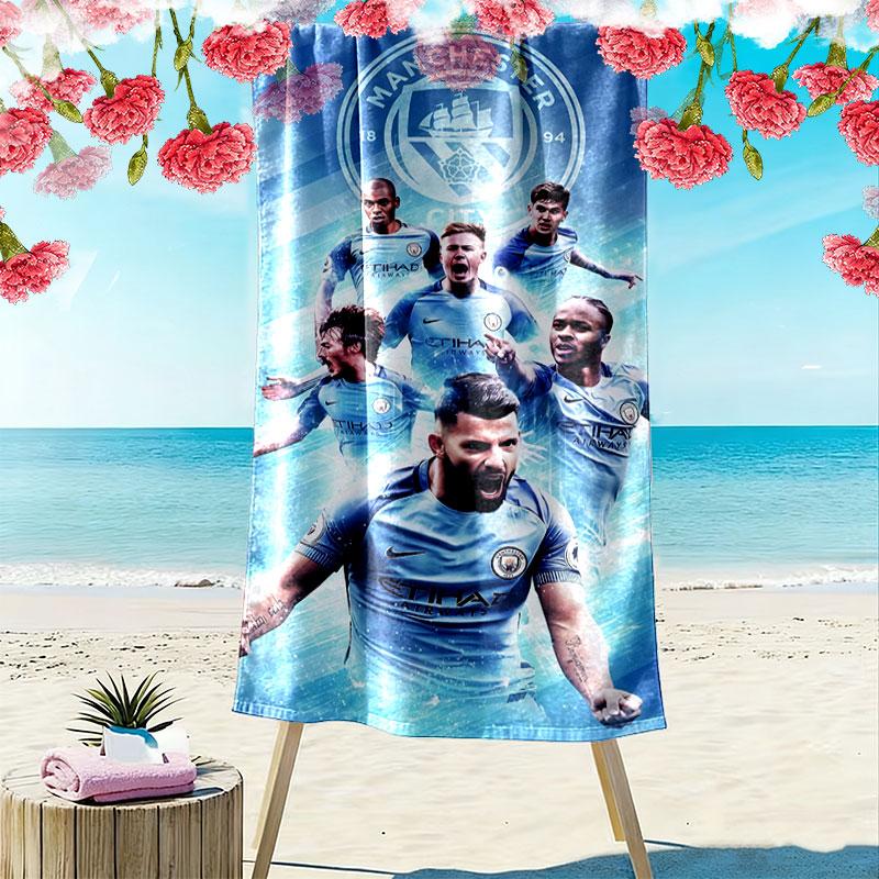 Manchester City F16.C Print Beach Towel, Large Soft Quick Dry Towel for Beach Camping Swimming