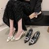 2026 New Fashion High Heel Shoes Women  Pointed Toe Shoes Dresses Sandals Summer Women Elegant Sex Appeal Rhinestone Sandal