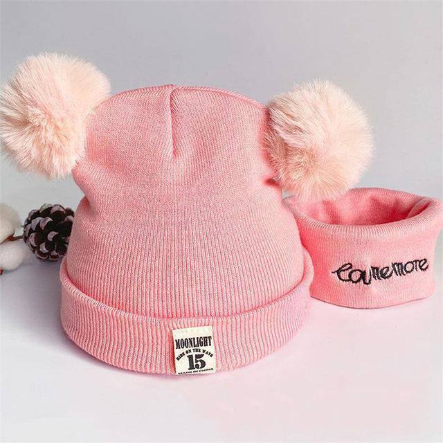 

Зимние детские теплые детские вязаные шапки с помпоном, детские вязаные шапки, однотонная детская шапка для мальчиков и девочек, аксессуары розовый