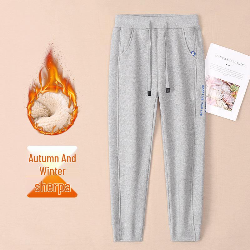 GAGN2025 Women's Fleece Lined Embroidery Sweatpants - Autumn/Winter Cuffed Joggers