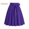 Women Mini Skirt High Waist Lace-up Bowknot Decor Short Skirt Solid Color A-Line Skate Skirt Leisure Daily Wear