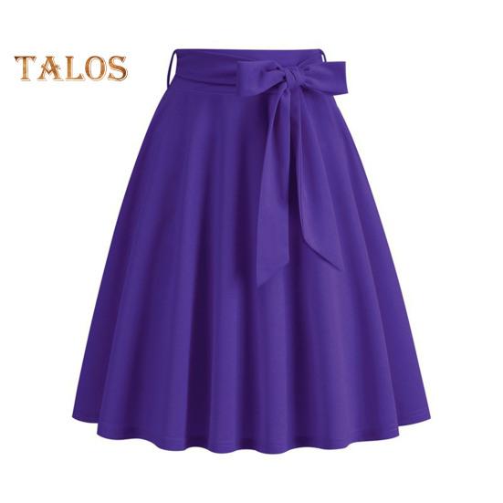 Women Mini Skirt High Waist Lace-up Bowknot Decor Short Skirt Solid Color A-Line Skate Skirt Leisure Daily Wear
