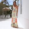 New European and American Casual Linen Spaghetti Strap Vacation-style Large Hem Dress