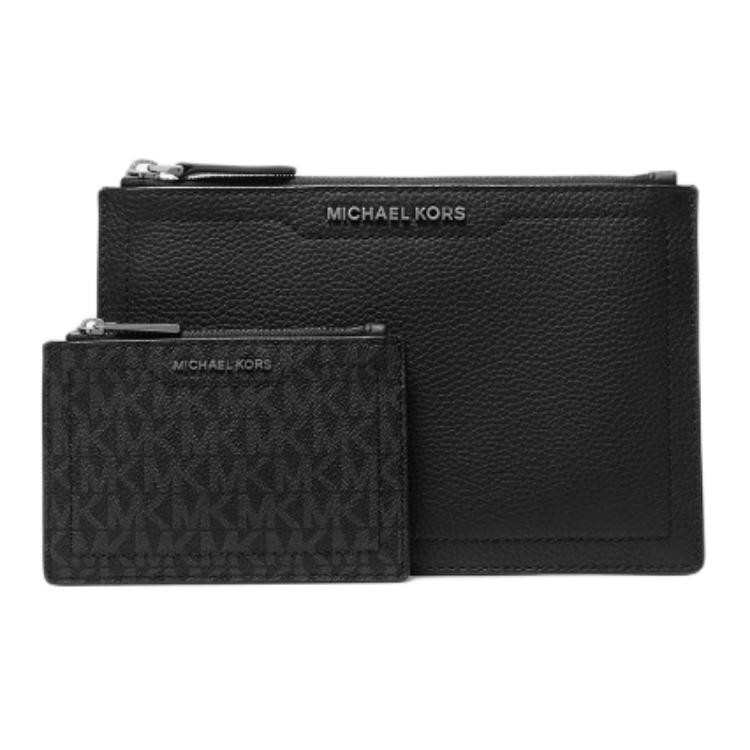 

Michael Kors MK Hudson Monogram Design Multi-Compartment Leather Clutch Set Men clutch Black 33F5LHDU6L-BLACK Black