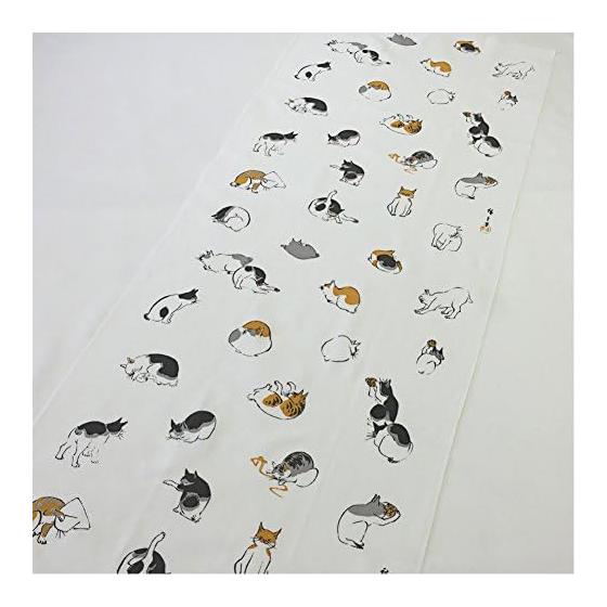 Gansodo Tenugui Towel - Hiroshige Cat White T-7