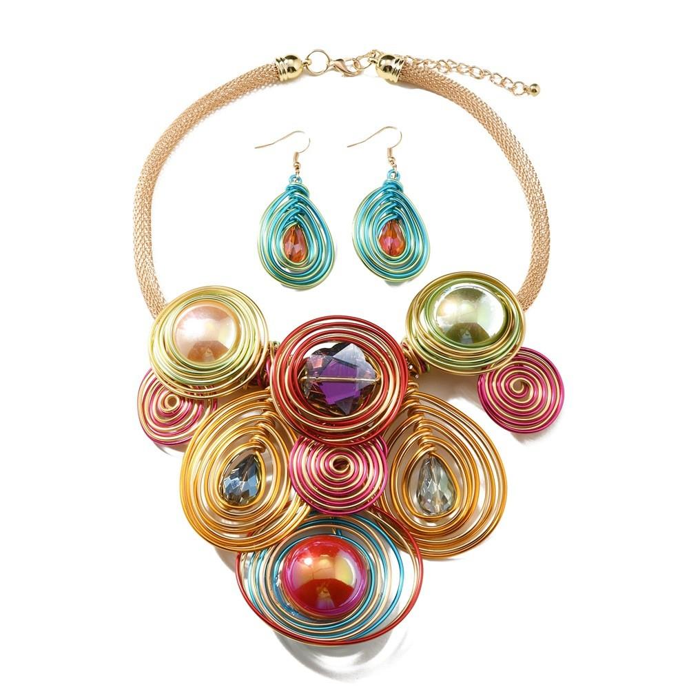 Set Jewelry Trend With Acrylic Pendants And Electroplated Finish For Ladies