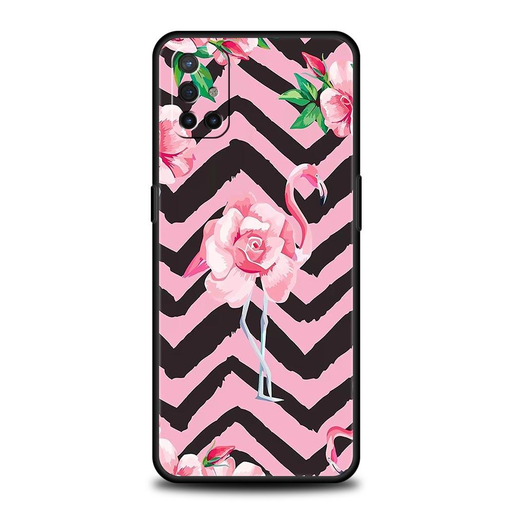 Lovely Pink Flamingos Leaf Phone Case For OnePlus 12 11 10 9 8 7 7T Pro 12R 10R 9RT 9R 8T Nord N100 N200 N10 2T CE 2 5G Cover