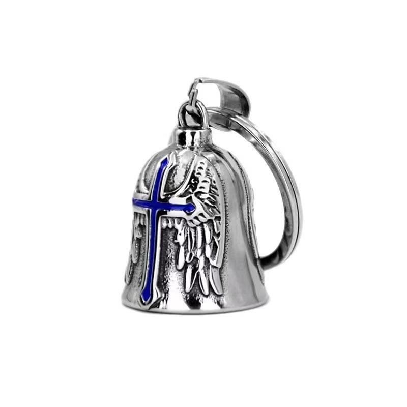 

Motorcycle Bell Guardian Angel Good Luck Keychain Drive Safe Pendant Accessories For Bikers Riders Pets Car Motorcycle Keychain Strap синій