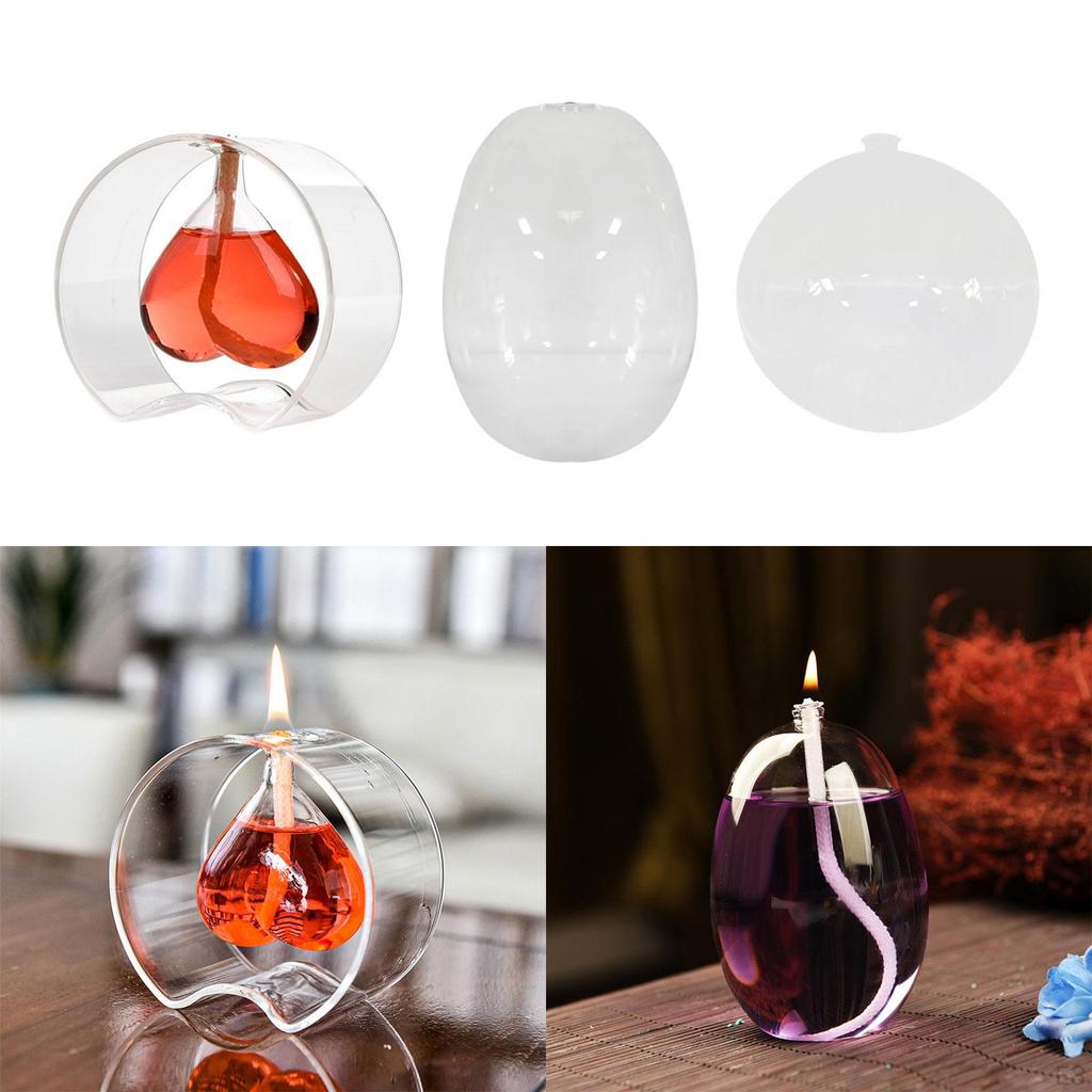 Transparent Glass Oil Lamp for Bedroom Festival Party House Warming Gift Heart