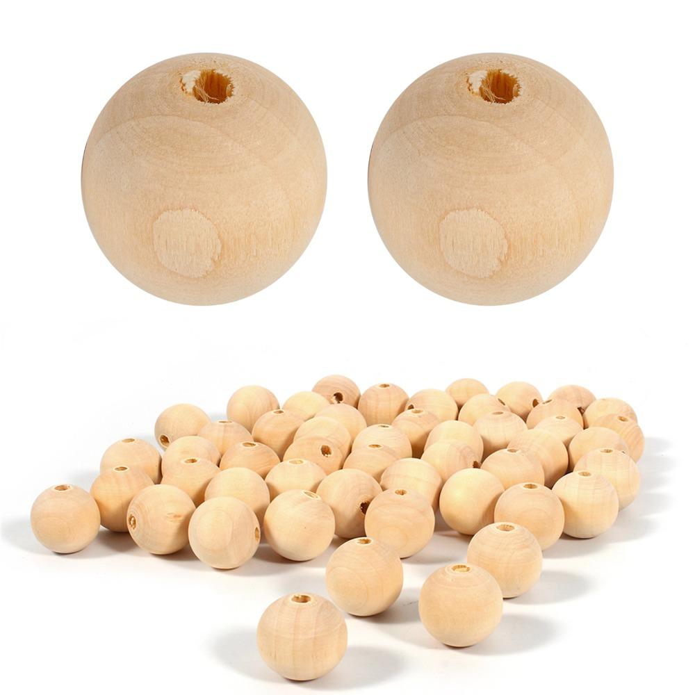 50pcs with Hole Round Wooden Beads 20mm Size Unpainted Wood Beads Wood Beads  DIY Jewelry Making