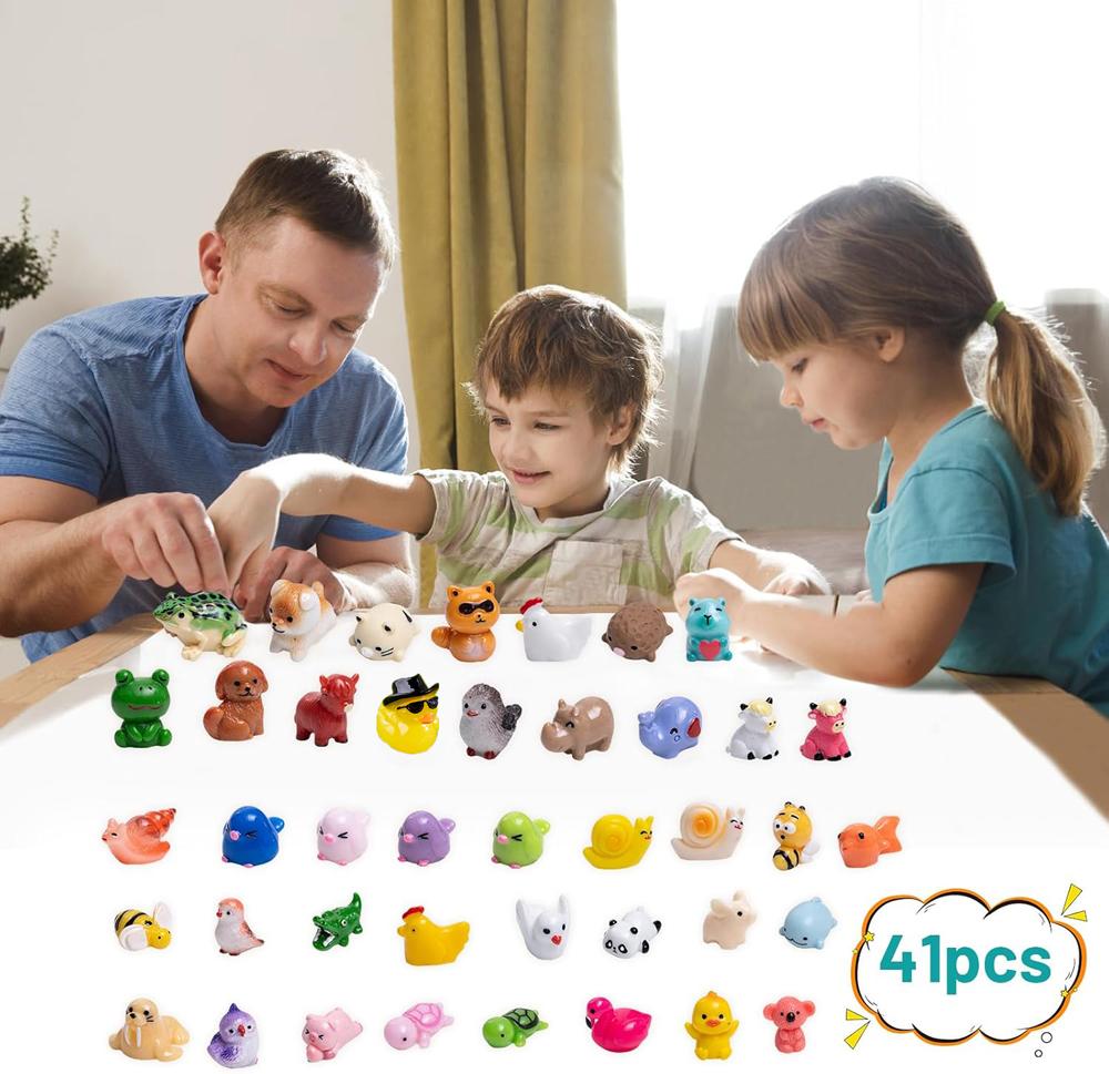 41Pcs Mini Resin Animal Figures Little Miniature Animal for Micro Fairy Garden Landscape Accessories Dollhouse Crafts Decor