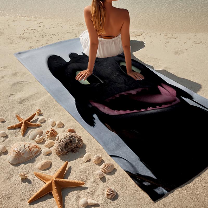 Dragon's Glimmering Fish Beach Towel, Super Soft Microfiber, Gift for Her/Him, Birthday, for Pool, Beach, Travel, Home Decor Fan gifts