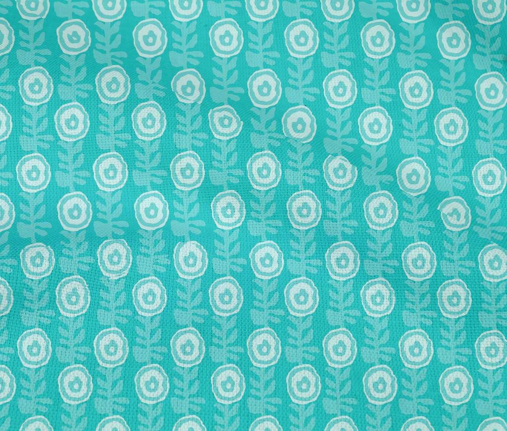 oneOone Cotton Flex Fabric Leaves & Floral Block Printed Craft Fabric BTY 40 Inch