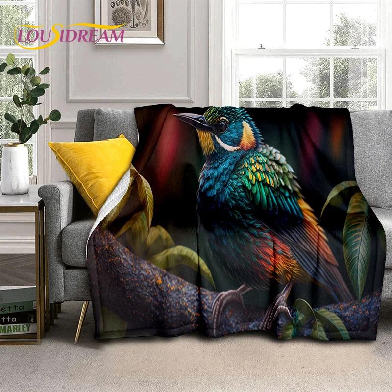 Niedliche Traumvögel Papagei Pfau Cartoon Weiche Flanelldecke für Bett Schlafzimmer Sofa Picknick, Tagesdecke für Draußen Freizeit Geschenk