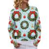 Women's Christmas Print Neck Long Sleeve Sweater Soft Casual Top for Fall Winter Holiday