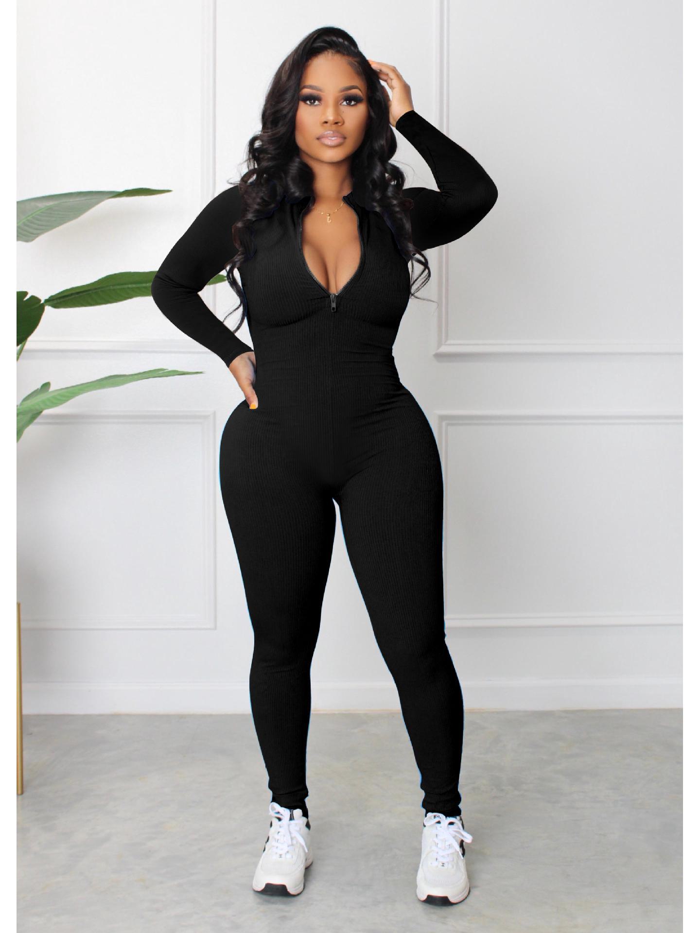 

Спортивный комбинезон на молнии в европейском и американском стиле 2022 года 2XL чёрный