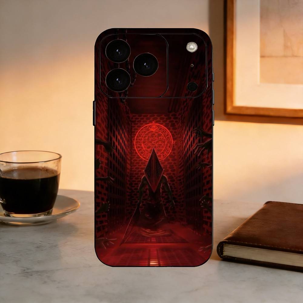 Games Silent Hill Horror Phone Case For iPhone 17,16,15,14,13,12,11 Plus,Pro Max,XS,Soft Silicone Black Cover