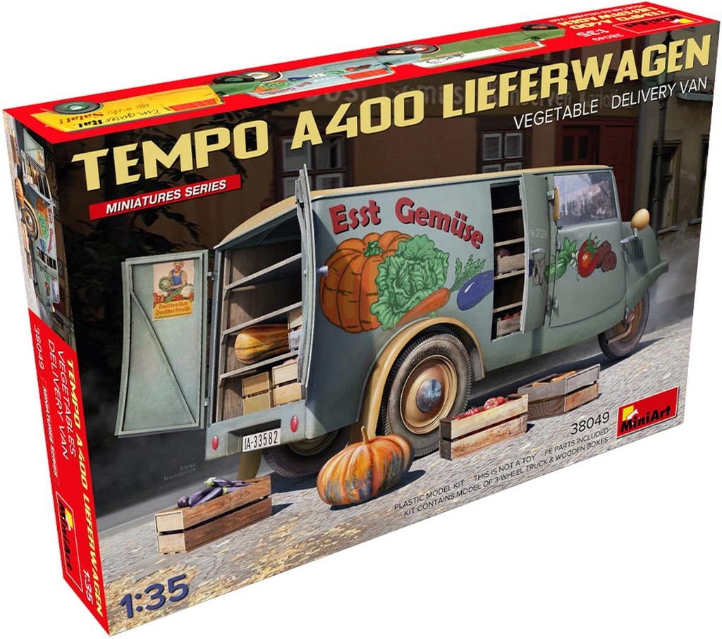 Miniart Tempo A400 Leafer Wagen Vegetable Delivery Van Plastic Model MA38049 1/35