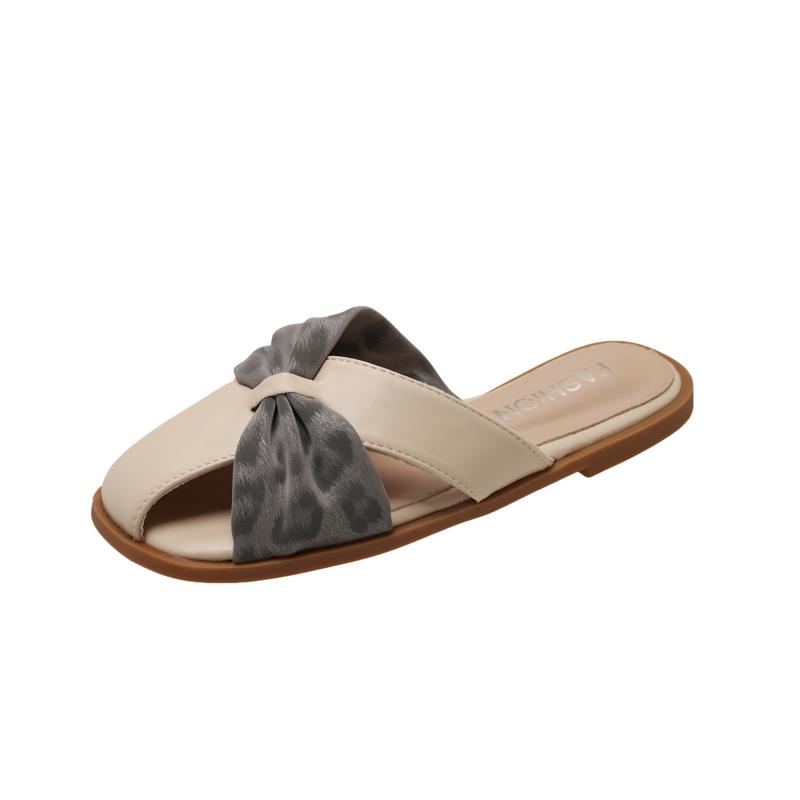 Aphixta Women Flat With Slides Sweet Bow Dec Slip On Outside Slippers for Women Summer Beach 2025 Trend Shoes Sandalias De Mujer