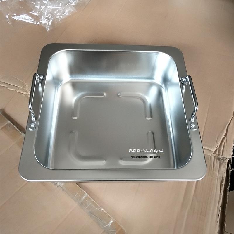 

Stainless Steel Square Hot Pot Basin with Handles - Dual-Sided Induction Cooktop Shabu-Shabu Pot