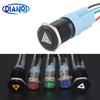 1pc 16mm/19mm Anti-vandal Metal Push Button for Car "Emergency Stop Double Flashing Sign" Momentary/Latching 12V with Socket