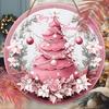 Wooden Pink Christmas Sign, Merry Christmas Round Ornament for Front Door Wall Hanging Decor, Ideal Christmas Gift