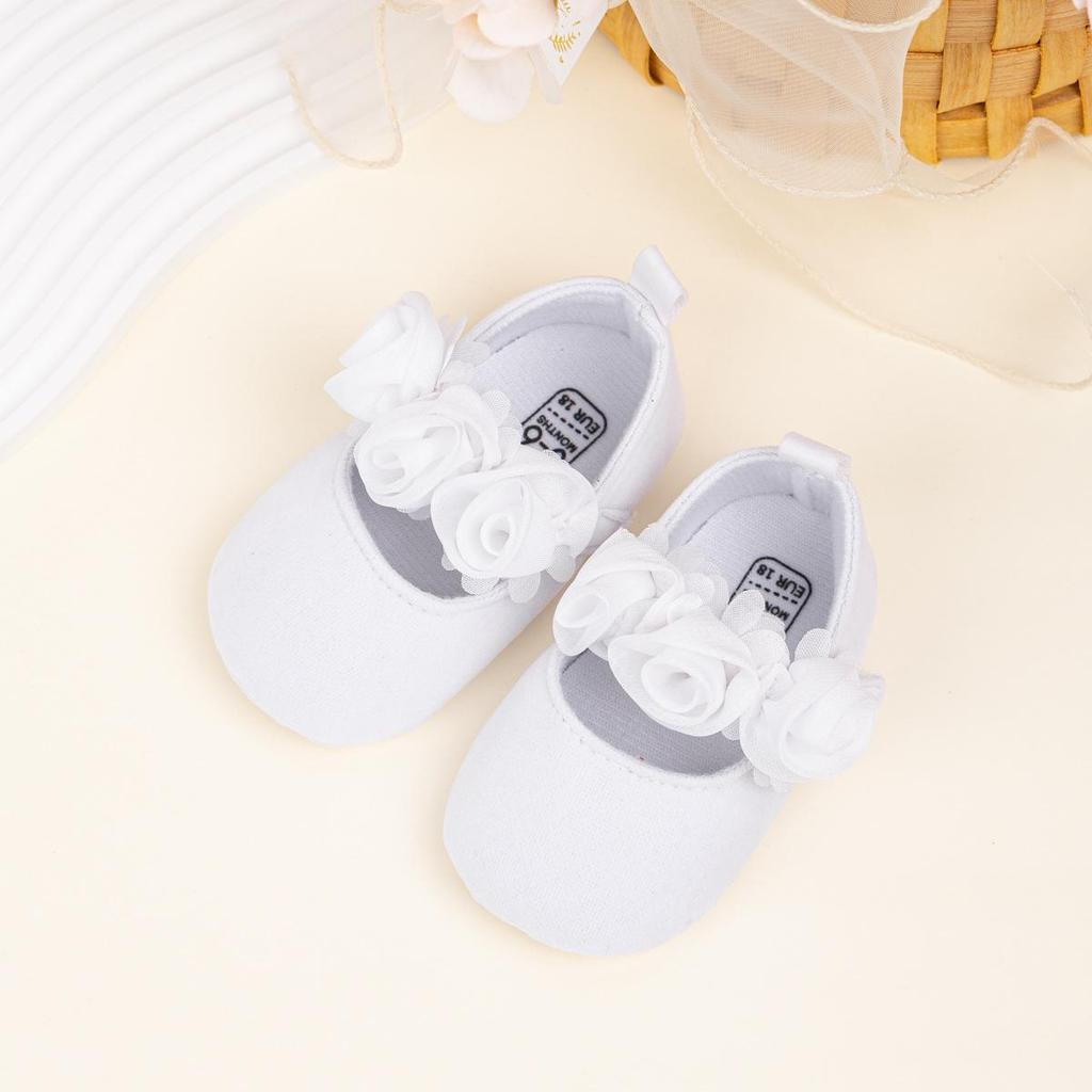 New Lace Flower Velcro Baby Shoes - Soft Sole Princess Walker