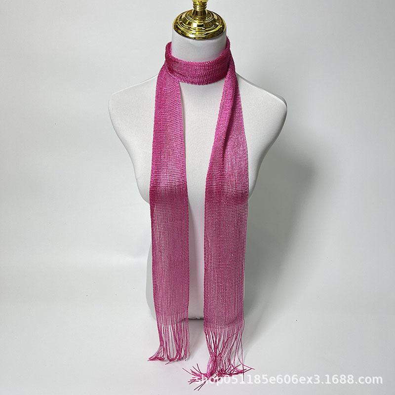 Модный ночной клуб Золотой Серебряный Яркий Шелковый Солнцезащитный Шарф Блестящее Ожерелье Для Женщин Кружевная Кисточка Вечеринка Вечернее Платье Шарф V141