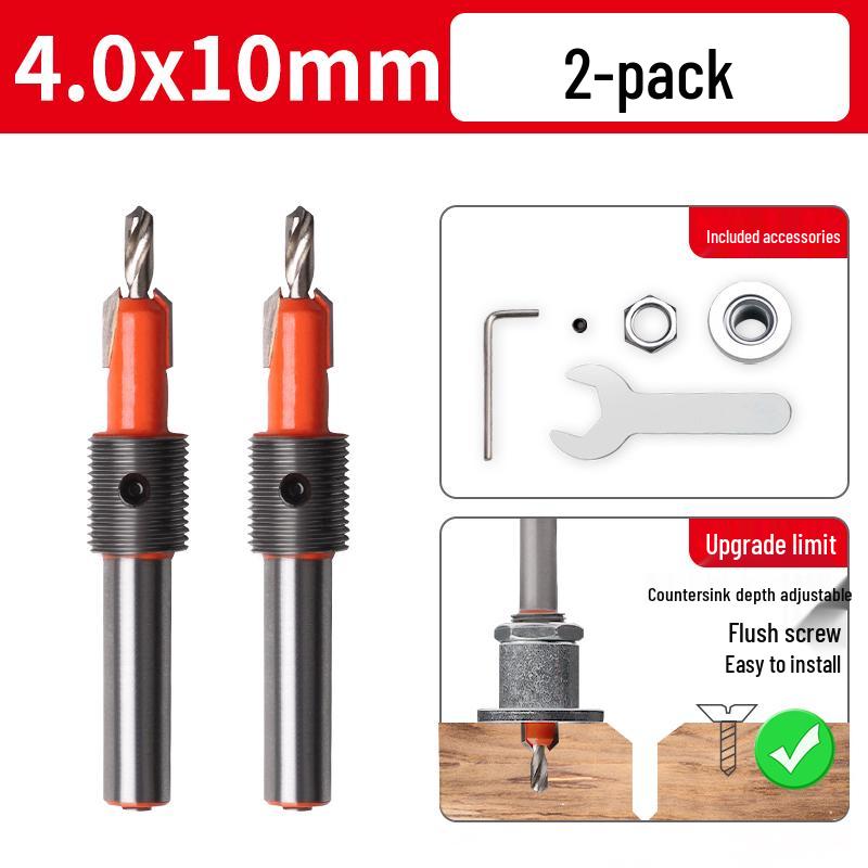 Stepped Woodworking Countersink Drill Bit with Depth Stop and Locator