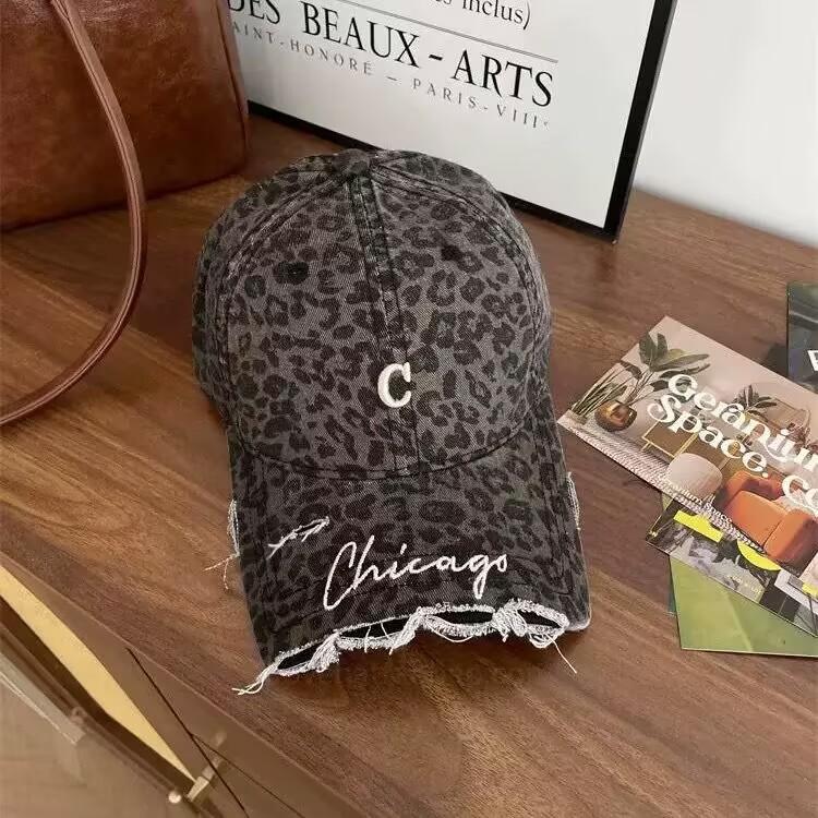 Retro Small C Old Ripped Cap Women's Spring and Autumn Versatile Personality Soft Top Broken Brim Washed Cowboy Baseball Hat