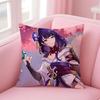 PProject Genshin Impact RRaiden Shogun Icon Cushion Cover Pillowcase Short Plush Invisible zipper Room Sofa Cushion Cover
