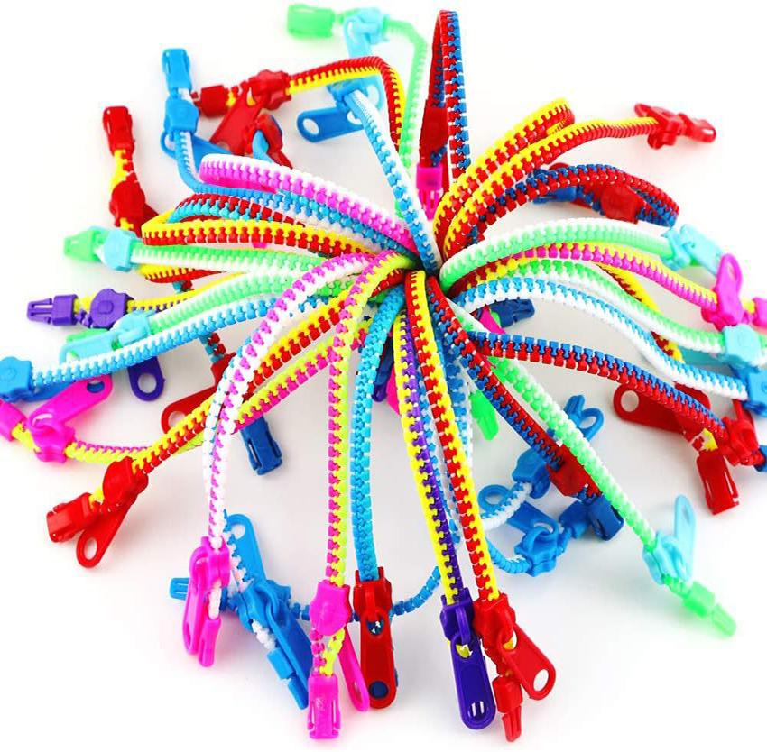 10pcs Zipper Bracelets Fidget Toys Funny Stress Relief Sensory Toys Friendship Bracelets for Boys Girls Party Favors Kids Gifts