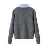 Striped Patchwork Two-Piece Knit Sweater - 2026 Spring Slim Fit Pullover for Petite
