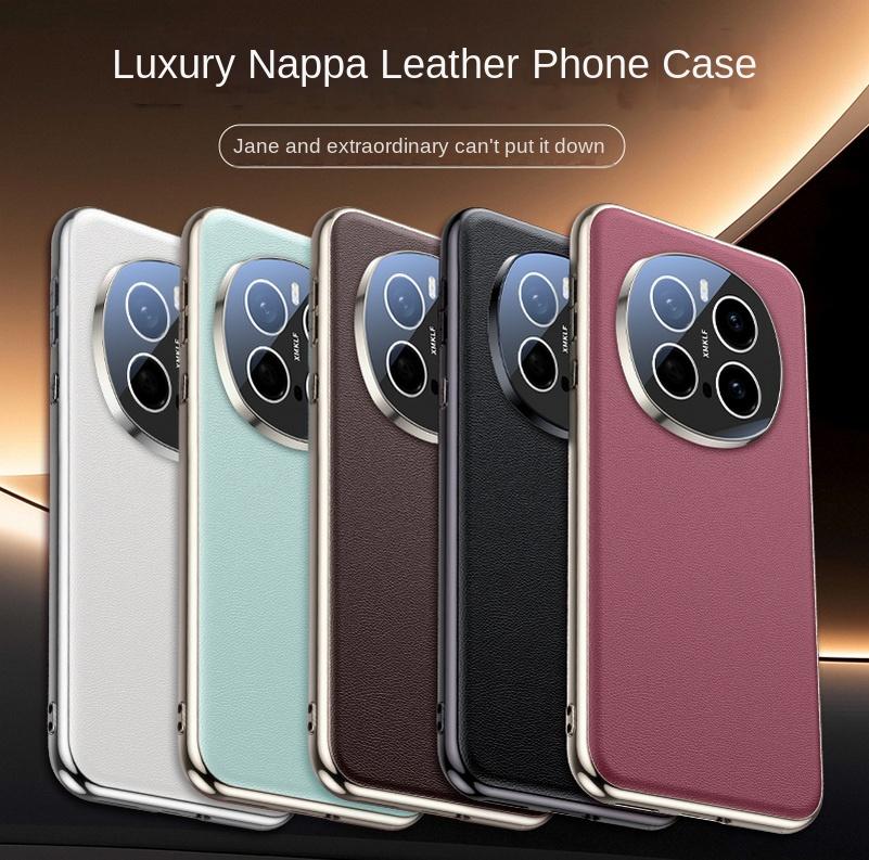 Delicate Skin Texture Plain Leather Lens Fully Wrapped Case For Honor Magic 7 Pro Magic7 Protection Cover