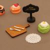 6Pcs/Set Cute Miniature Food Toy Dollhouse Mini Cake Pad Paper Tray Knife And Fork Model For Doll Kitchen Accessories