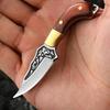 Wooden Handle Mini Pocket Knife Keychain Unboxing Cutter with Leather Cover Embossment Blade Surviva Multitool Outdoor Gift