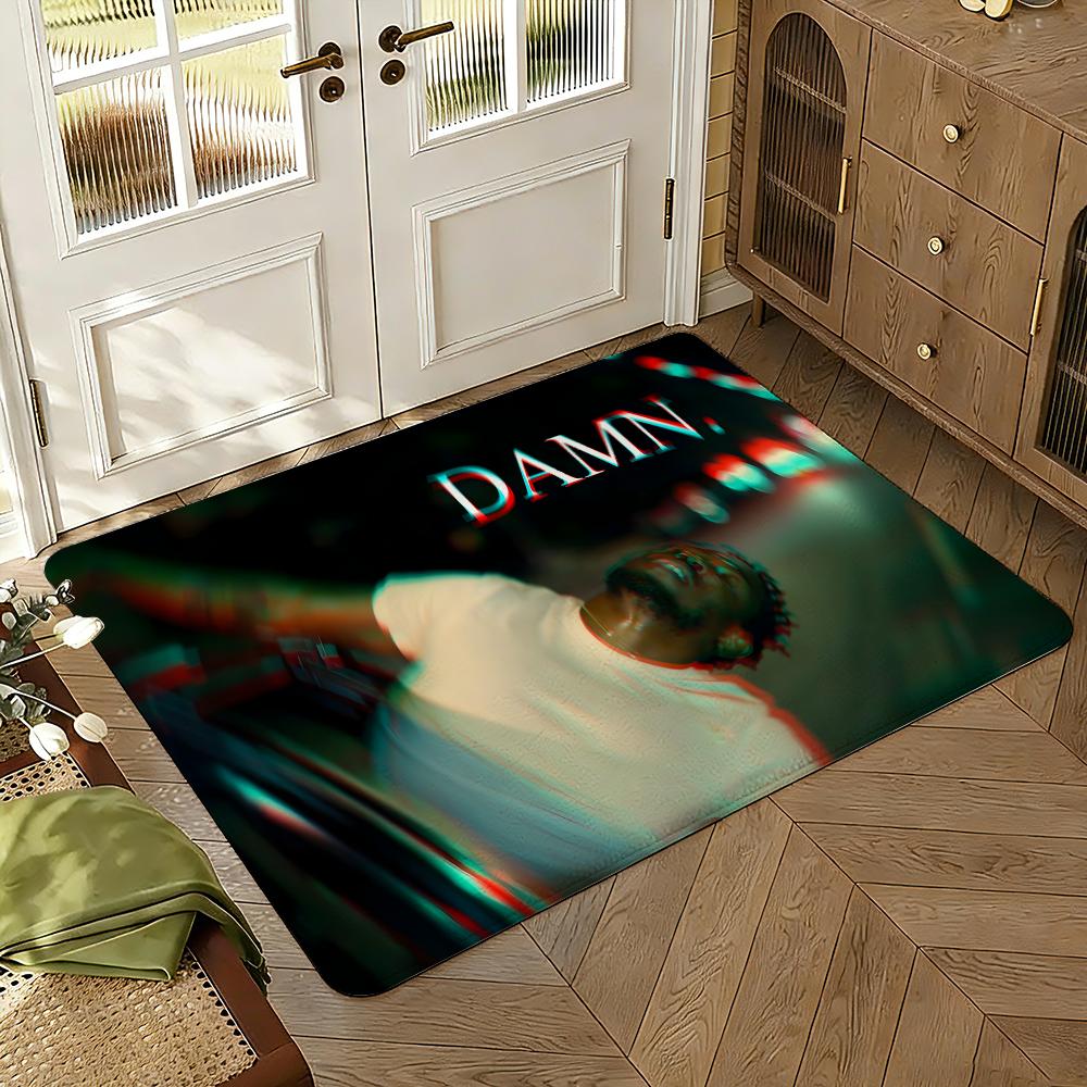 Rapper K-Kendrick Lamar Floor Mat Soft Thickened Absorbent Non-Slip Bedroom Living Room Door Mat Home Decor Flannel Rugs