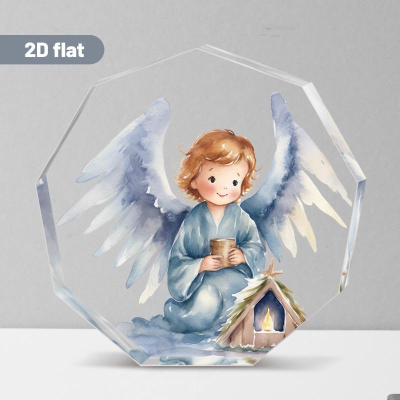 2D Flat Faith Gift Acrylic Angel Desktop Decoration, Suitable for wall decoration, porch, room, villa, accents Home, Hallway, or Workplace - Rustic Fa