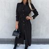 Women's Cotton Button Down Maxi T-shirt Dress Casual Long Sleeve Lapel Collared Long Dress Lace Up Waist Ladies Robes