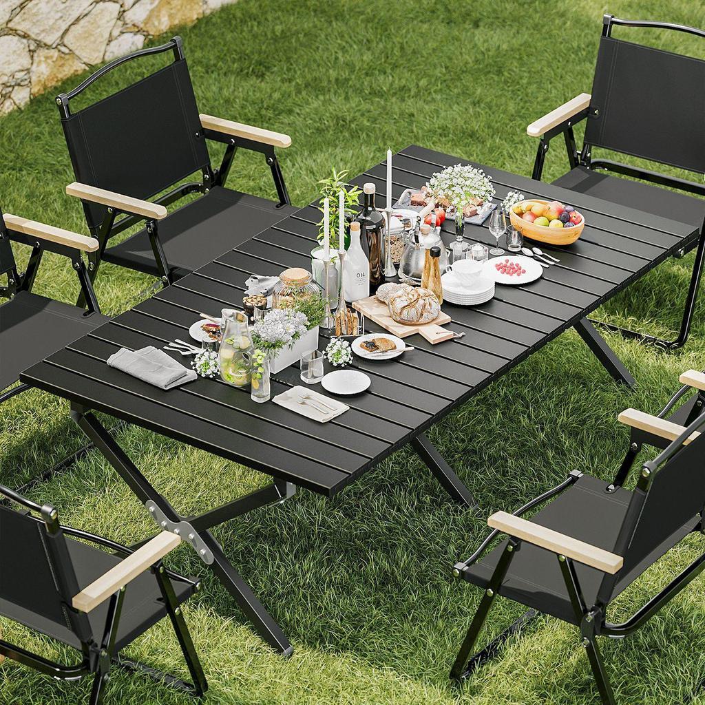 A1R Portable Roll-up Folding Picnic Table & Chair Set for Outdoor Camping.