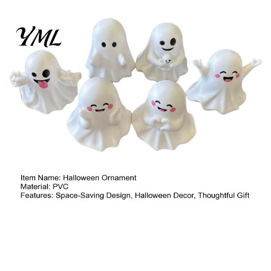 Cute PVC Halloween Ornaments 6Pcs Ghost Figurine, Pen Holder, Miniature Desk Decor, Funny Holiday Gifts for Coworkers Pencil Stand Ornament, Creative