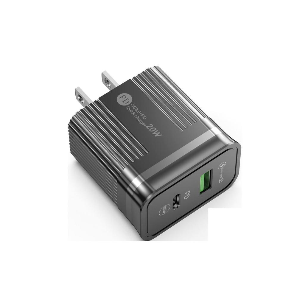 PD+USB Dual Port Fast Charger: US/EU Type-C Adapter