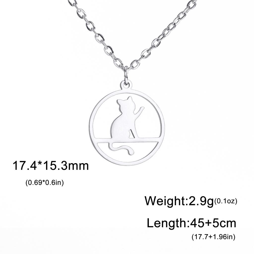 Cazador Walking Cat Kitten Necklace for Women Stainless Steel Round Pendant Animal Chain Necklaces Jewelry 2026 Wholesale New