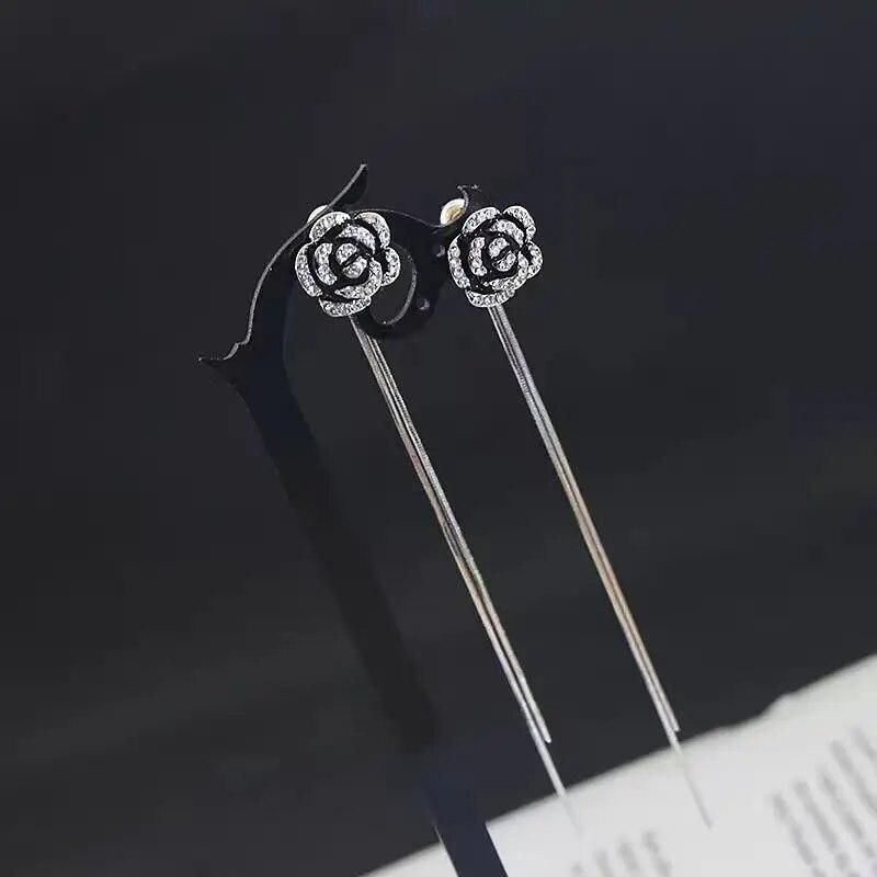 

Новые модные длинные и универсальные серьги с кисточками в виде роз для женских украшений